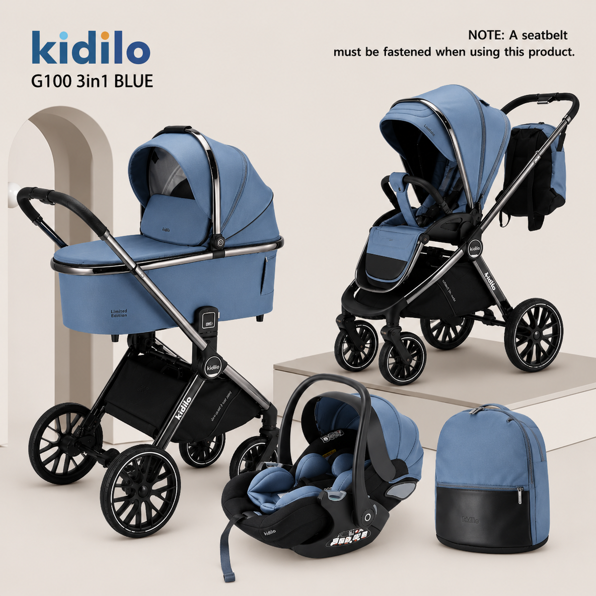 Kidilo G100 3-in-1 Travel System