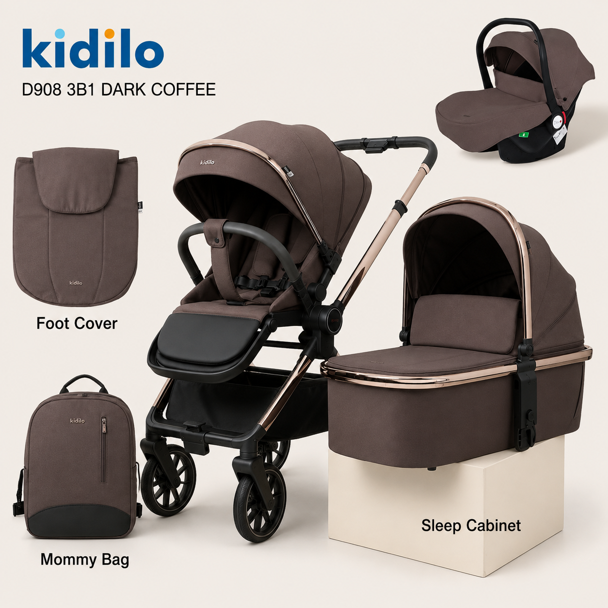 Kidilo D908 3-in-1 Travel System