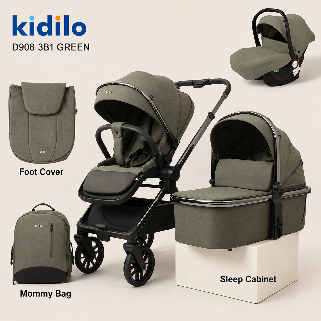 Kidilo D908 3-in-1 Travel System