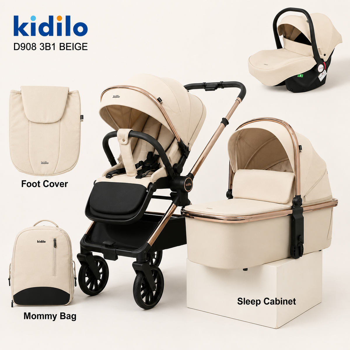 Kidilo D908 3-in-1 Travel System