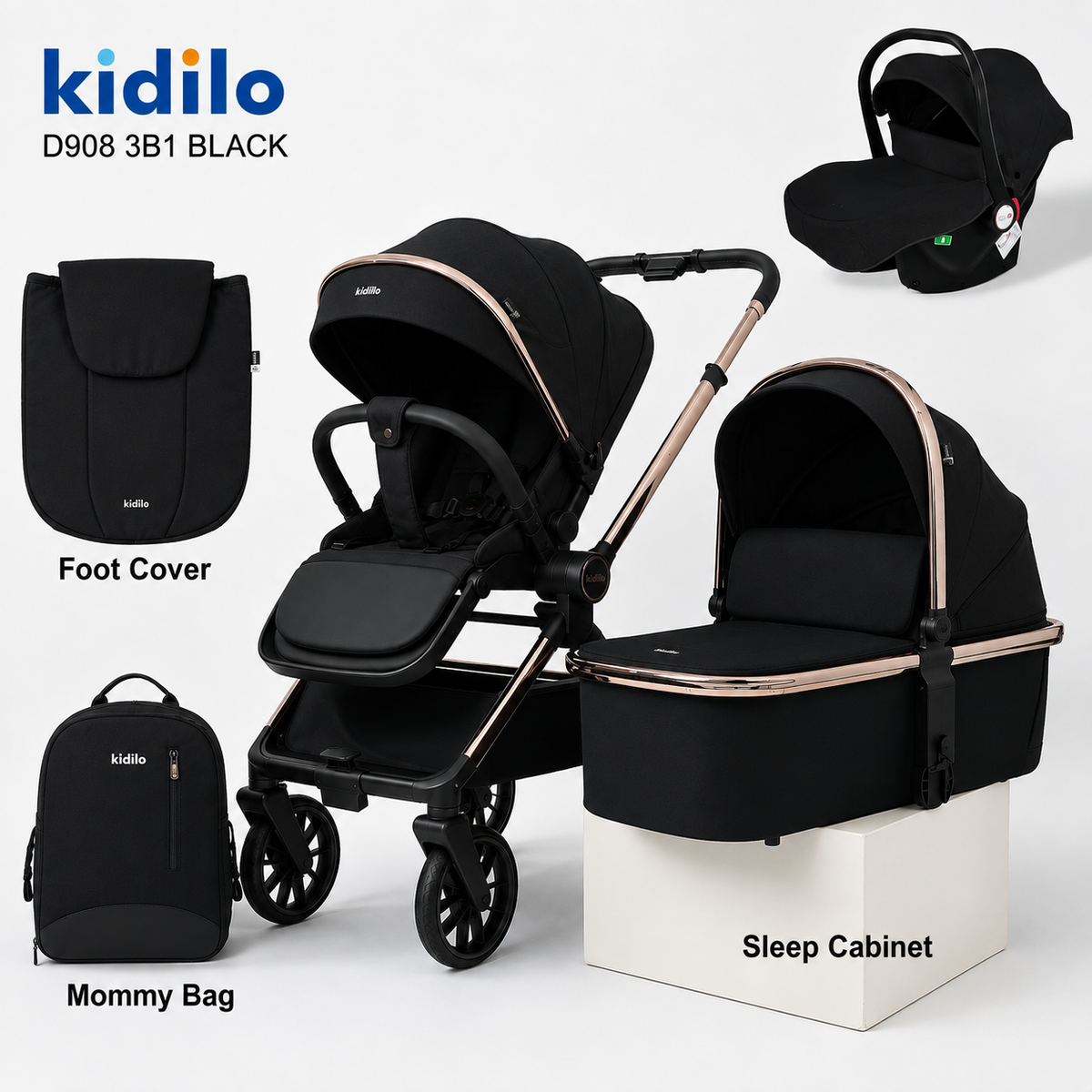 Kidilo D908 3-in-1 Travel System